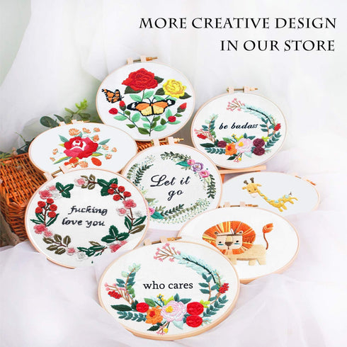 Nuberlic Embroidery Kit Cross Stitch Kit for Adults Stamped Hand Embroidery with Pattern Embroidery Hoop Cloth Needlepoint Thread Floss...