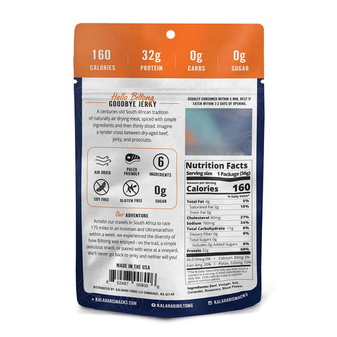 Original Kalahari Biltong, Air-Dried Thinly Sliced Beef, 2oz (Pack of 3), Sugar Free, Gluten Free, Keto & Paleo, High Protein Snack...