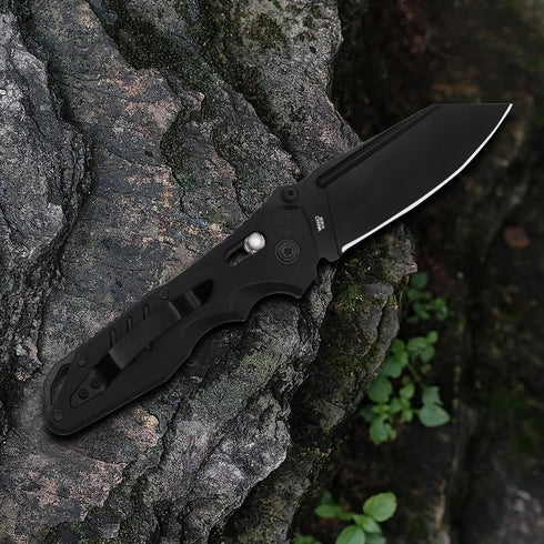 Pocket Folding Knife for Men: 3.93" Stainless Steel All Black Blade, Axis Lock, G10 Scales with Clip, EDC Knives Great for Outdoor, Camping, Hikin...