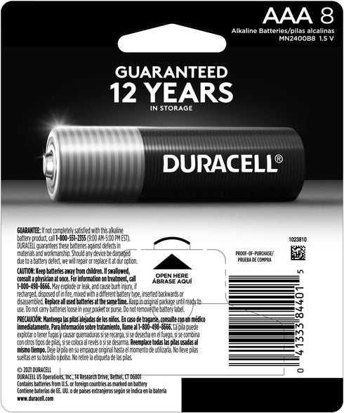 Duracell Coppertop AAA Batteries with Power Boost Ingredients, 8 Count Pack Triple A Battery with Long-lasting Power, Alkaline AAA Battery for Hou...