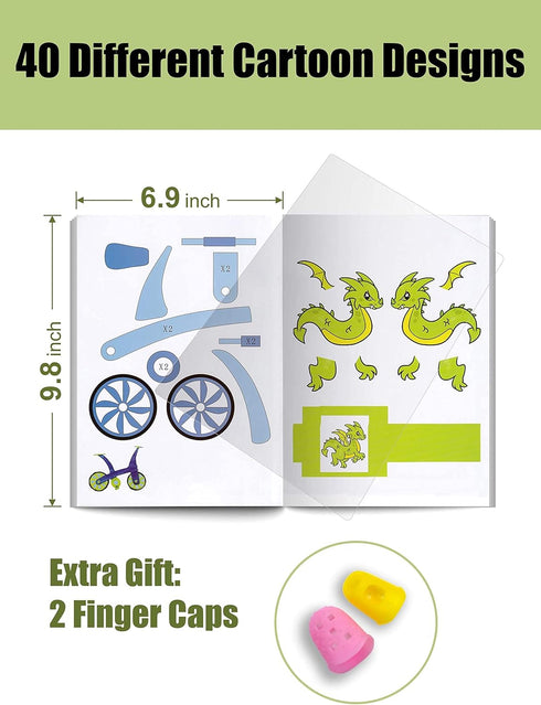 3D Printing Drawing Book, Reusable Colorful 40 Patterns Thick Paper Template with a Clear Plate, Painting Graffiti Template for 3D Pen Kids DIY Gi...