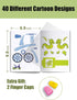 3D Printing Drawing Book, Reusable Colorful 40 Patterns Thick Paper Template with a Clear Plate, Painting Graffiti Template for 3D Pen Kids DIY Gi...