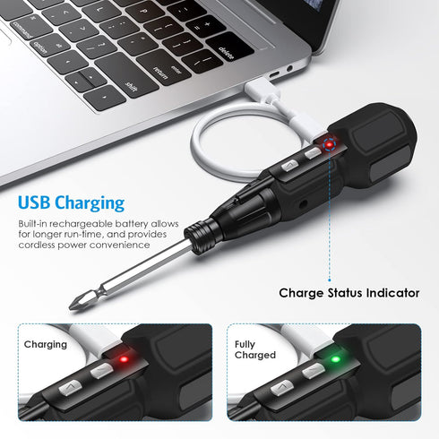 AMIR Electric Screwdriver Cordless, Rechargeable Power Screwdrivers Set, Portable Automatic Home Repair Tool Kit with LED Lights and USB Cable...