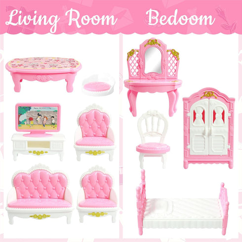 20 Pieces Doll House Furniture and Accessories Set Dollhouse Furniture Set Mini Dollhouse Furniture 1 12 Scale Bedroom Living Room Bathroom Furnit...