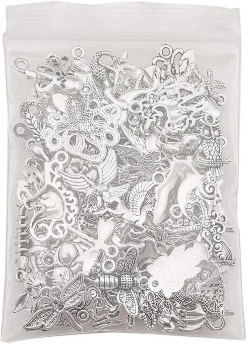Youdiyla Animal Charms Collection, BULK 100 Mini Small Silver Charms Metal Pendant Craft Supplies Findings for Necklace and Bracelet Jewelry Makin...
