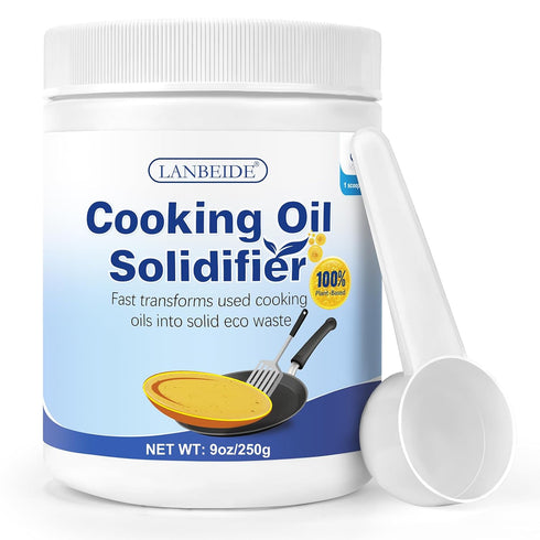 LANBEIDE Fry Cooking Oil Solidifier Powder, Hard Up to 25 Cups - 100% Plant-Based Cooking Oil Hardener for Disposal Fry Oil Away from Mess 9 Oz...