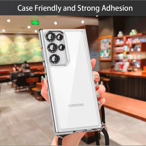 Compatible with Samsung Galaxy S23 Ultra Camera Lens Protector Glitter Bling, S23 Ultra Camera Cover, Tempered Glass Clear Screen Protector Access...