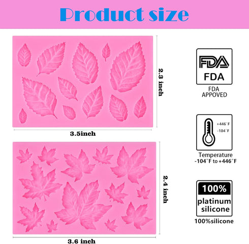 Actvty Silicone Maple Leaf Mold for Fondant, Cupcake Topper, Chocolate Candy, Sugar Craft Cake Decoration, Resin Mold for Fall Harvest Thanksgivin...