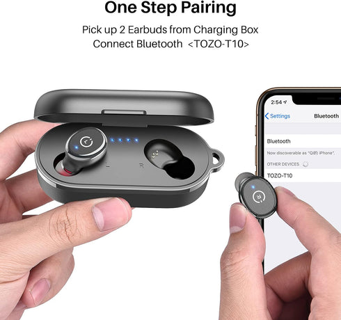 TOZO T10 (Classic Edition) Bluetooth 5.3 Wireless Earbuds with Wireless Charging Case IPX8 Waterproof Stereo Headphones in Ear Built in Mic Headse...