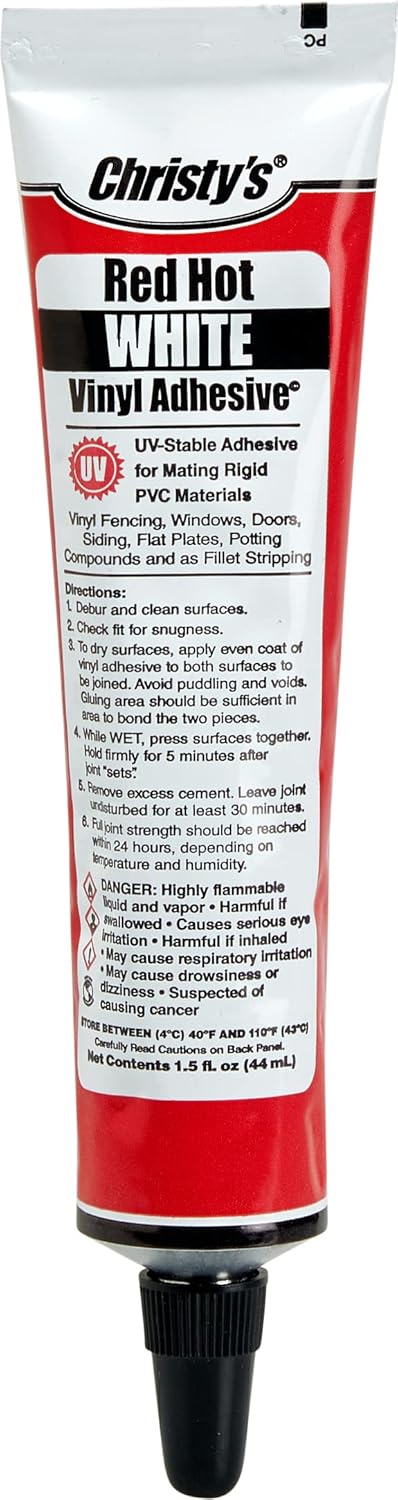 Christy's Red Hot Vinyl Adhesive, White, 1.5 oz Tube, White,Red...
