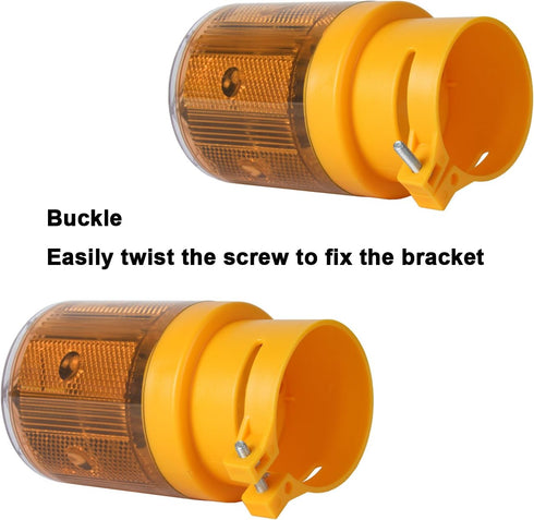 Qooltek Solar LED Warning Lamp - Flashing Barricade Light, Road Construction Safety Signs, Flicker Beacon (Yellow)...