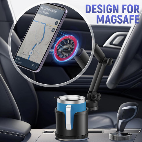 Cup Phone Holder for Magsafe Car Mount, Magnetic Cell Phone Holder Long Arm with 360°Rotation, Hands Free Magnet Phone Cradle Fit with iPhone 15 1...