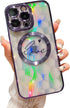 MGQILING iPhone 15 pro max case, Magnetic phone case, Laser Polygon Love Heart Pattern Plating Case, Compatible with MagSafe for Women Girls Shock...