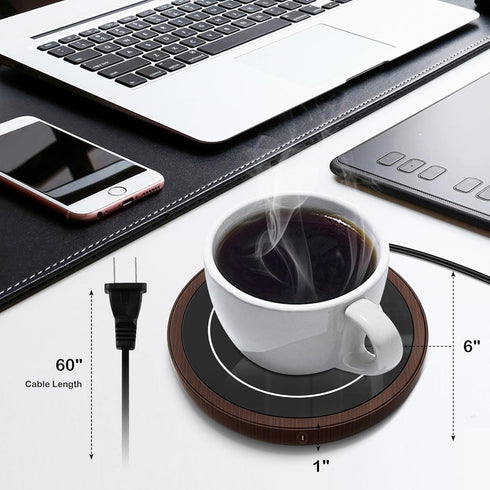 Electric Coffee Cup Warmer for Desk, Smart Coffee Mug Heater Warmer for Home Office, Warming Plate for Tea, Milk & Candle (No Cup, Wooden) – ENIGM...
