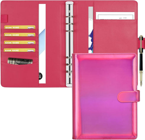 Toplive A5 Notebook Binder 6 Ring Refillable Binder, PU Leather Planner Binder Personal Budget Binder Organizer Cover with Magnetic Closure for A5...