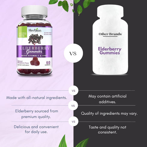 Herbion Naturals Elderberry Gummies with Vitamin C & Zinc Healthy Immune System Support Gummies, 60 Count Pectin Gummies...