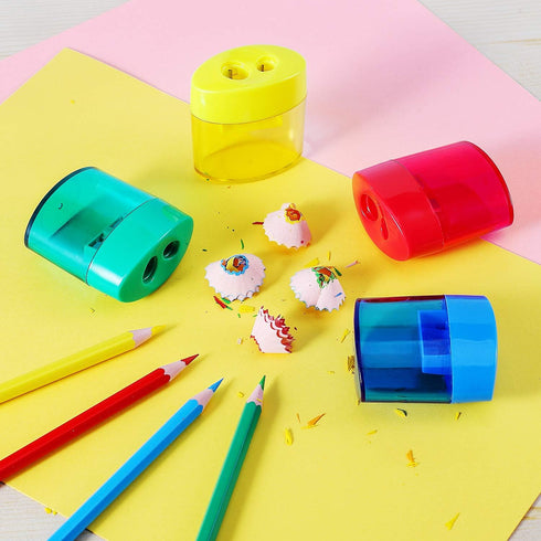 KIDMEN 2 Holes Pencil Sharpener,Pencil Sharpener for Kids,Pencil Sharpener Handheld-12 Pack...