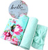 Galabloomer Newborn Swaddle Blanket with Headband Set Baby Girl Receiving Blanket Aqua Flower...