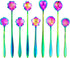 9 PCS Rainbow Flower Spoon Set, LEEFONE 2 Different Size Stainless Steel Reusable Teaspoons Coffee Sugar Stirring Spoon Dessert Cake Spoons Tea Sc...