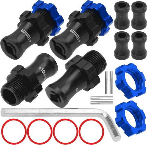 ShareGoo Metal +10mm Extended 17mm Splined Wheel Hex Hub Adapter Compatible with 1/10 Slash 2WD 4X4 Rustler Stampede Bandit 2WD 4X4 RC Car (Blue)...