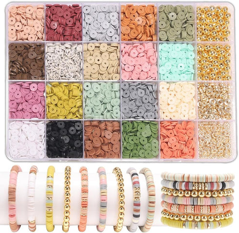 LFLIUN DIY Jewelry Making Kit Clay Beads Bracelet Making Kit, Flat Preppy Beads for Friendship Bracelets, Polymer Clay Beads Crafts Gifts...
