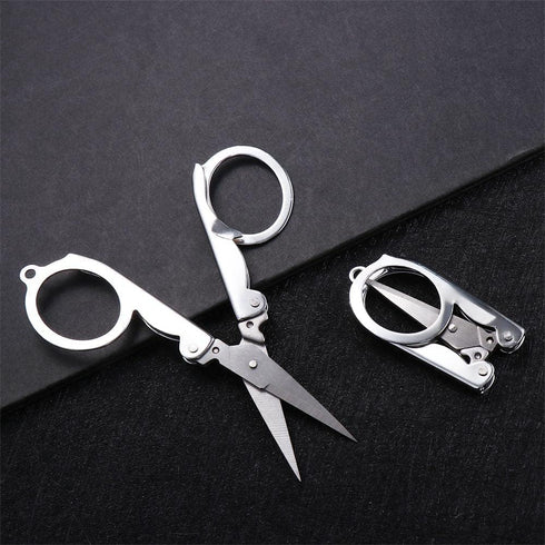 Silver Stainless Steel Folding Scissors Portable Mini Pocket Travel Scissors Embroidery Scissors Office School Supplies Craft Scissors For Student...