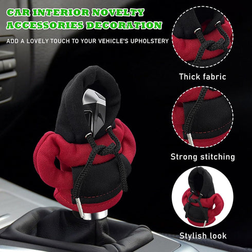2 PCS Car Shift Knob Hoodie, Funny Shirt Sweater Design Gear Shift Knob, Mini Hoodie Auto Shifter Stick Protector Cover, Universal Vehicle Interio...