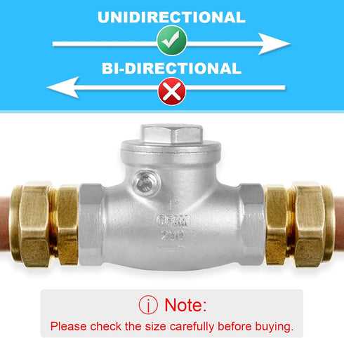 3/4" Stainless Steel Check Valve, NPT Threaded Horizontal Check Valve Check valve to prevent backflow, check valve for water, oil and air, also av...