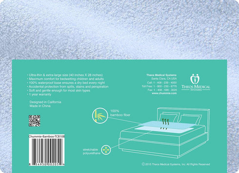 Chummie Luxury Reusable Rayon Bamboo Waterproof Bedding Overlay for Children and Teens with Bedwetting and incontinence, Soft Rayon Bamboo Fibers ...
