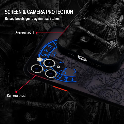 Cool Viking Phone Case with Viking Warrior 3D Embossed Compatible for iPhone 11 Pro Max Clear Frosted Trendy Phone Case...