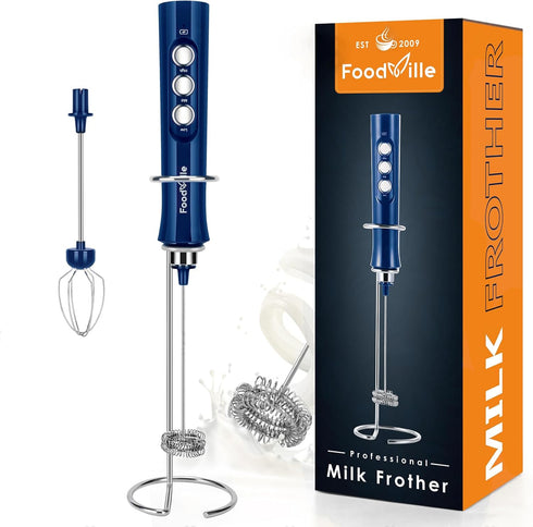 MF02 Rechargeable Milk Frother Handheld Foam Maker with Stainless Whisk for Cappuccino, Latte, Bulletproof Coffee, Keto Diet, Protein Powder, Matc...
