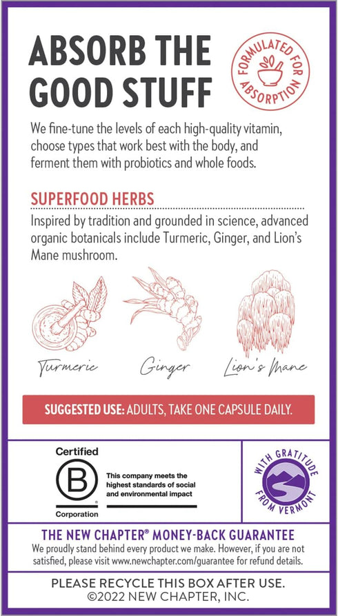 New Chapter Nerve Health Supplement for 3-in-1 Nerve Support from Head to Toe—Vitamin B1 Generates Energy for Nerves,Vitamin B6 Enhances Nerve Com...