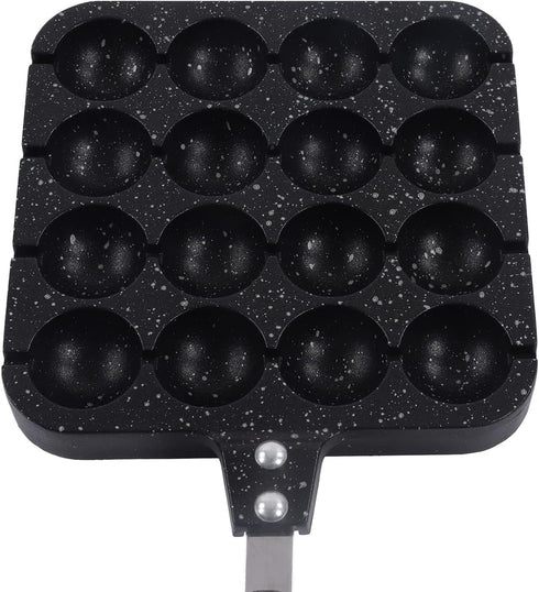 16 Holes Octopus Meatballs Pan, Aluminum Alloy Takoyaki Baking Mold Tray, for Home Kitchen...