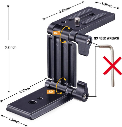 Universal Flex Tilt Head Z Mount Bracket with Arca-Swiss and Tripod Quick Release Plate for Camera Slider Rail Cage Rig Gimbal Stabilizer Compatib...