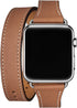 Bestig Bands Compatible with Apple Watch Band 40mm 41mm 38mm 42mm(Series 10) Women Men, Genuine Leather Double Tour Designed Slim Thin Strap for i...