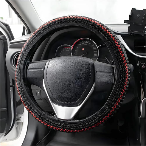 Car Steering Wheel Cover, Microfiber Breathable Ice Silk Steering Wheel Cover for Women & Men, 15 Inch Car Accessories Anti-Slip Interior Trim Whe...