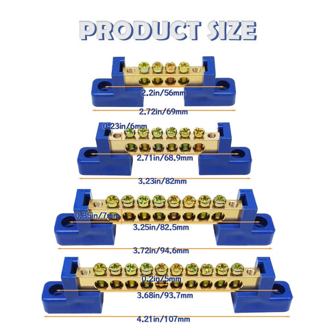 4PCS Grounding Bus Bar 4 Positions Terminal Block Ground Bus Bar Brass Wire Screw Terminal Electrical Bus Bars OLA002-4K...