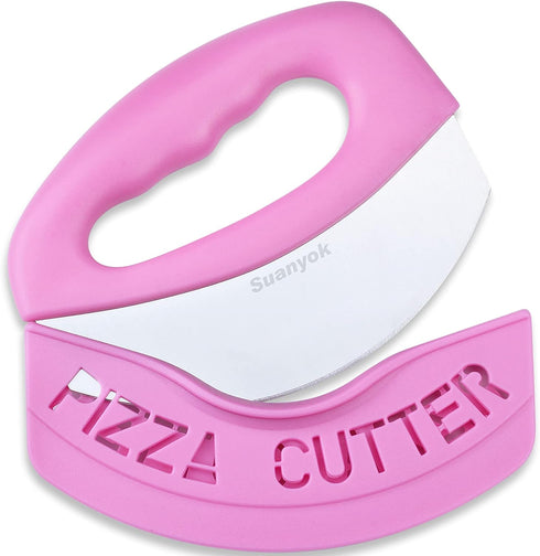 Premium Pizza Cutter Food Chopper-Super Sharp Blade Stainless Steel Pizza Cutter Rocker Slicer with Protective Sheath Multi Function Pizza Knife K...