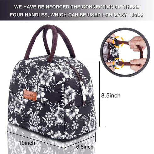 BALORAY Lunch Bag for Women Men Insulated Lunch Box for Adult Reusable Lunch Tote Bag for Work, Picnic or Travel (White Flower)...