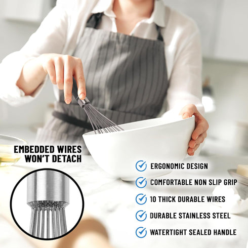 Zulay 11-Inch Stainless Steel Whisk - Balloon Whisk Kitchen Tool With Soft Silicone Handle - Thick Durable Wired Whisk Utensil For Blending, Beati...