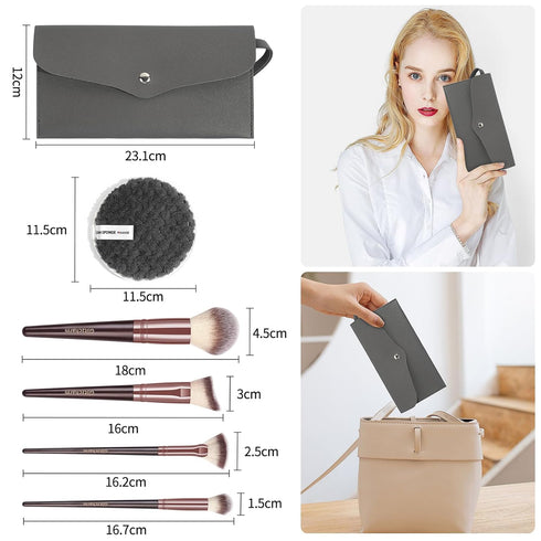 Travel Makeup Brush Set 18 Pcs Professional Makeup Brushes with Case & Makeup Remover Pads Premium Synthetic Travel Brush Set Eyeshadow Foundation...
