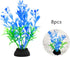 Aquarium Fish Tank Decorations 8 PCS Small Blue Tree Artificial Plastic Fish Tank Plants Ornaments Safe for Betta Fish...