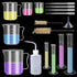 4PCS Plastic Graduated Cylinders Set 10ml 25ml 50ml 100ml, 5PCS Plastic Beakers Set 50ml 100ml 250ml 500ml 1000ml with 4PCS Pipettes,1PCS Plastic ...