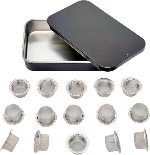 15pcs 1/2 Inch Pipe Screens Premium 304 Stainless Steel, 0.5" Pipe Screen Filters with Metal Storage Box...
