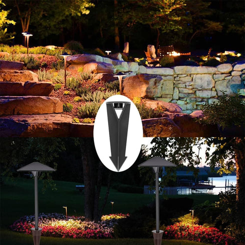 Landscape Lighting Ground Spikes Stakes Replacement, 1/2" NPT for Landscape Path Lighting Landscape Spotlights Black Color 2-Pack (Large Head)...