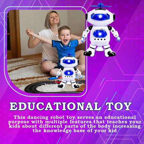 Toysery Walking Robot Toys for Kids - 360° Body Spinning Dancing Robot Toy with LED Lights Flashing and Music, Smart Interactive Electronic Kids R...
