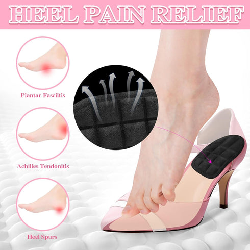 4 Pair Heel Cushions for Heel Pain Relief, Gel Heel Cups Pads Support for Shoes for Plantar Fasciitis, Relieve Heel Spurs Pain with Insoles for Wo...