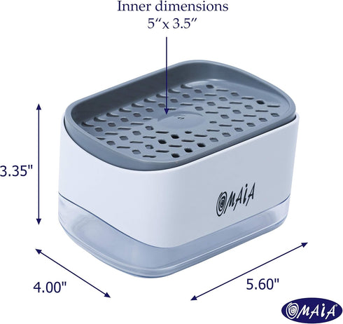 OMAIA 2-in-1 Dish Soap Dispenser with Sponge Holder - Smart Kitchen Gadget - Sink Countertop Organizer...
