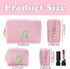 Personalized Initial Letter Makeup Bag Preppy Patch Bag, 2Pcs Waterproof PU Leather Chenille Letter Cosmetic Bag, Pink Travel Makeup Bag with Zipp...
