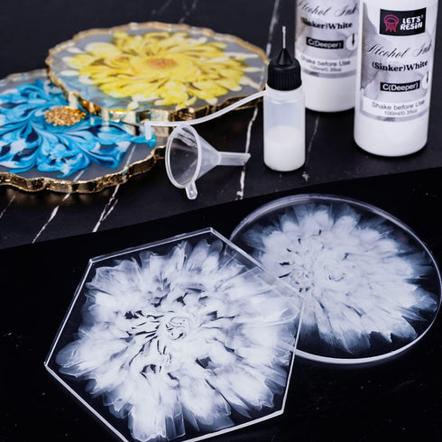 LET'S RESIN White Alcohol Ink for Resin, Alcohol Ink White Colors,2 Bottles Each 3.5oz,Adjustable Alcohol-Based Resin Ink,White Resin Pigment for ...